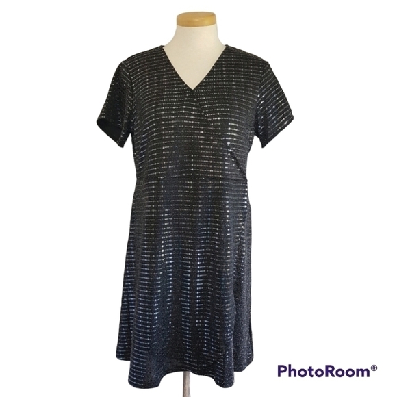 𝅺Sloane & Sadie Faux Wrap Sequin Dress - Picture 1 of 10